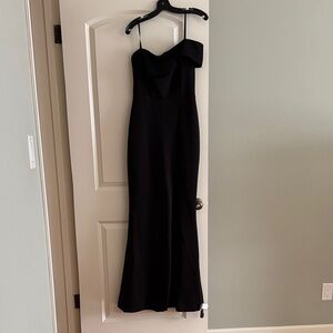 Aqua Black One-Shoulder Gown
